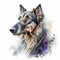 Watercolor portrait of a blue merle shetland sheepdog isolated on white background AI Generated animal ai