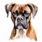 Watercolor Portrait Of Boxer Dog In Graphic Illustration Style