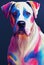 Watercolor portrait of cute Dogo Argentino dog.