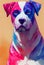 Watercolor portrait of cute Dogo Argentino dog.