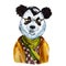 Watercolor portrait cute hipster panda