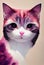 Watercolor portrait of cute Pixiebob cat.