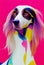 Watercolor portrait of cute Saluki hound dog.