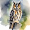 Watercolor Portrait of a Long-Eared Owl