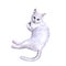 Watercolor portrait of rare exotic Khao Manee, Diamond Eye cat on white background