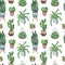 Watercolor potted plants texture