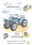 Watercolor premade card with quad bike, off-road, landscape, off-road adventure, boy\\\'s birthday