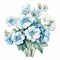 Watercolor Primrose Bouquet Clipart In Baby Blue Hues