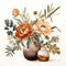 Watercolor Print Of Vases With Orange Flowers