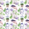 Watercolor provence. drawings in a seamless pattern. lavender, furniture, window