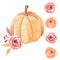 Watercolor Pumpkins Seamless Flower Pattern Repeat Hand Painted Fall Autumn