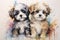 watercolor puppies paws in watercolor wonderland dog funny little puppies pets watercolor