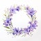 Watercolor Purple Lily Wreath With Pressed Lavender Flowers