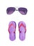 Watercolor purple sunglasses and sandals