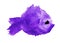 Watercolor purple violet blot stain in the form a silhouette of a fish with a black eye on a white background isolated. Colorful