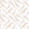 Watercolor pussy willow branches seamless pattern. Hand drawn tree twigs with buds  on white background. Illustration for