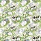 Watercolor rabbits with flowers seamless pattern vector illustration