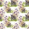 Watercolor rabbits with flowers seamless pattern vector illustration