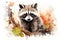 watercolor Raccoon Watercolor drawing of an animal - colored raccoon