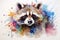 watercolor Raccoon Watercolor drawing of an animal - colored raccoon