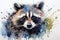 watercolor Raccoon Watercolor drawing of an animal - colored raccoon