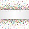 Watercolor rainbow colored confetti border with space for text