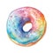 Watercolor rainbow donut.