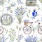 Watercolor realistic illustration. Floral seamless pattern. Prov