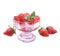 Watercolor realistic strawberry dessert isolated