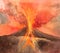 Watercolor realistic volcano isolated