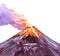 Watercolor realistic volcano isolated on a white