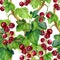 Watercolor red currants seamless pattern