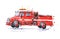 Watercolor red fire truck on call hand painted illustration