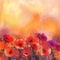 Watercolor red poppy flowers painting