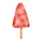 Watercolor red popsicle. Hand drawn watermelon ice cream pop isolated on white background. Summer frozen dessert on