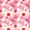 Watercolor red scarlet orange circle ball seamless pattern