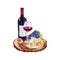 Watercolor red wine gourmet set Illustration