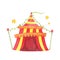 Watercolor red yellow circus tent isolated on white background