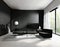 Watercolor of render of contemporary black and grey living room