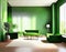 Watercolor of rendered modern living room with a tall green