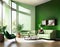 Watercolor of rendered modern living room with a tall green