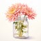 Watercolor Rendering Of Pink Chrysanthemums In A Jar