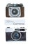 Watercolor retro cameras on a white background. Logo camera. Vintage cameras. Hand draw art illustration.Graphic for fabric,tee-sh