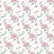 Watercolor retro pattern with roses, hearts, kisses and envelopes
