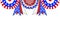 Watercolor ribbon rosette border for 4th of July