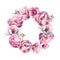 Watercolor romantic wreath of rose peony flower