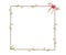 Watercolor rope wreath with poppies. Hand painted square floral frame with a bow.