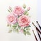Watercolor Rose Bouquet: Realistic Detailing And Subtle Shading