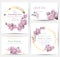 Watercolor rose flowers cards set collection Vector. Vintage greeting or buisiness card, wedding invitation, thank you