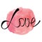 Watercolor rose pink round splash with love word